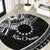 Kia Orana Cook Islands Round Carpet Circle Stars With Floral White Pattern LT01 Black - Polynesian Pride