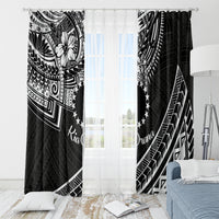 Kia Orana Cook Islands Window Curtain Circle Stars With Floral White Pattern LT01 - Polynesian Pride