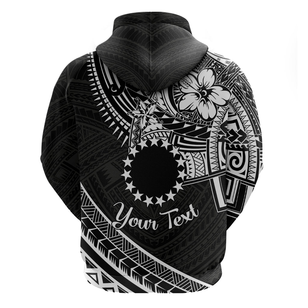 Kia Orana Cook Islands Zip Hoodie Circle Stars With Floral White Pattern LT01 - Polynesian Pride