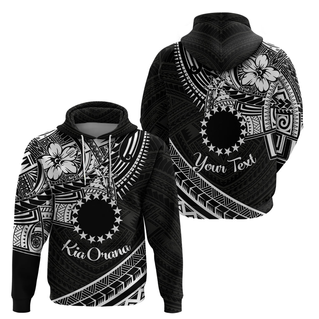 Kia Orana Cook Islands Zip Hoodie Circle Stars With Floral White Pattern LT01 - Polynesian Pride