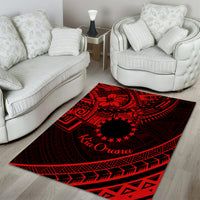 Kia Orana Cook Islands Area Rug Circle Stars With Floral Red Pattern LT01 - Polynesian Pride