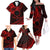 Kia Orana Cook Islands Family Matching Off Shoulder Long Sleeve Dress and Hawaiian Shirt Circle Stars With Floral Red Pattern LT01 - Polynesian Pride