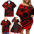 Kia Orana Cook Islands Family Matching Off Shoulder Short Dress and Hawaiian Shirt Circle Stars With Floral Red Pattern LT01 - Polynesian Pride