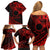 Kia Orana Cook Islands Family Matching Off Shoulder Short Dress and Hawaiian Shirt Circle Stars With Floral Red Pattern LT01 - Polynesian Pride