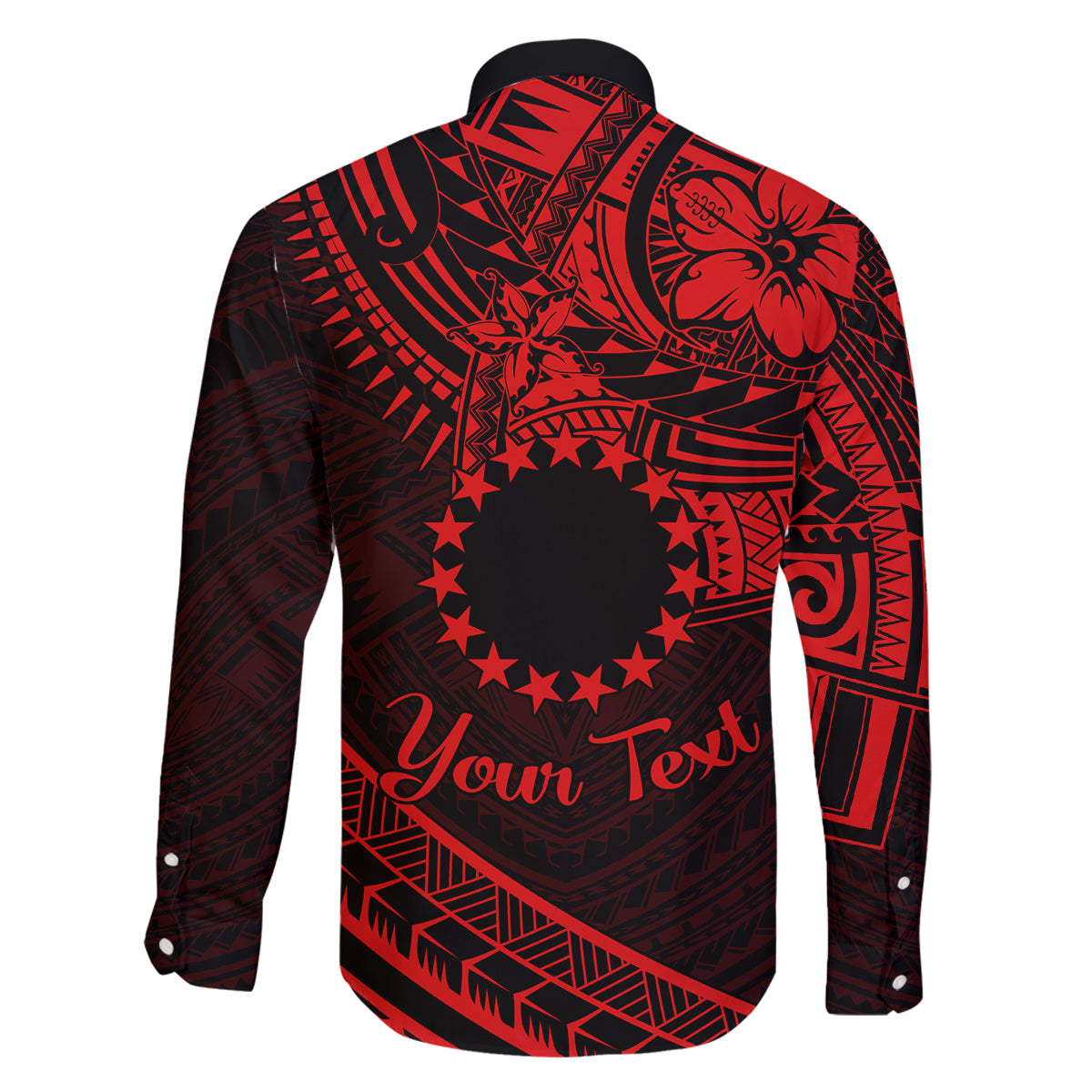 Kia Orana Cook Islands Family Matching Off Shoulder Short Dress and Hawaiian Shirt Circle Stars With Floral Red Pattern LT01 - Polynesian Pride
