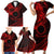 Kia Orana Cook Islands Family Matching Short Sleeve Bodycon Dress and Hawaiian Shirt Circle Stars With Floral Red Pattern LT01 - Polynesian Pride