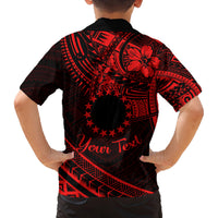 Kia Orana Cook Islands Family Matching Summer Maxi Dress and Hawaiian Shirt Circle Stars With Floral Red Pattern LT01 - Polynesian Pride