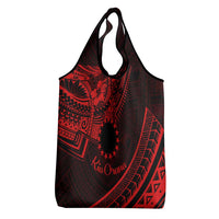 Kia Orana Cook Islands Grocery Bag Circle Stars With Floral Red Pattern LT01 - Polynesian Pride