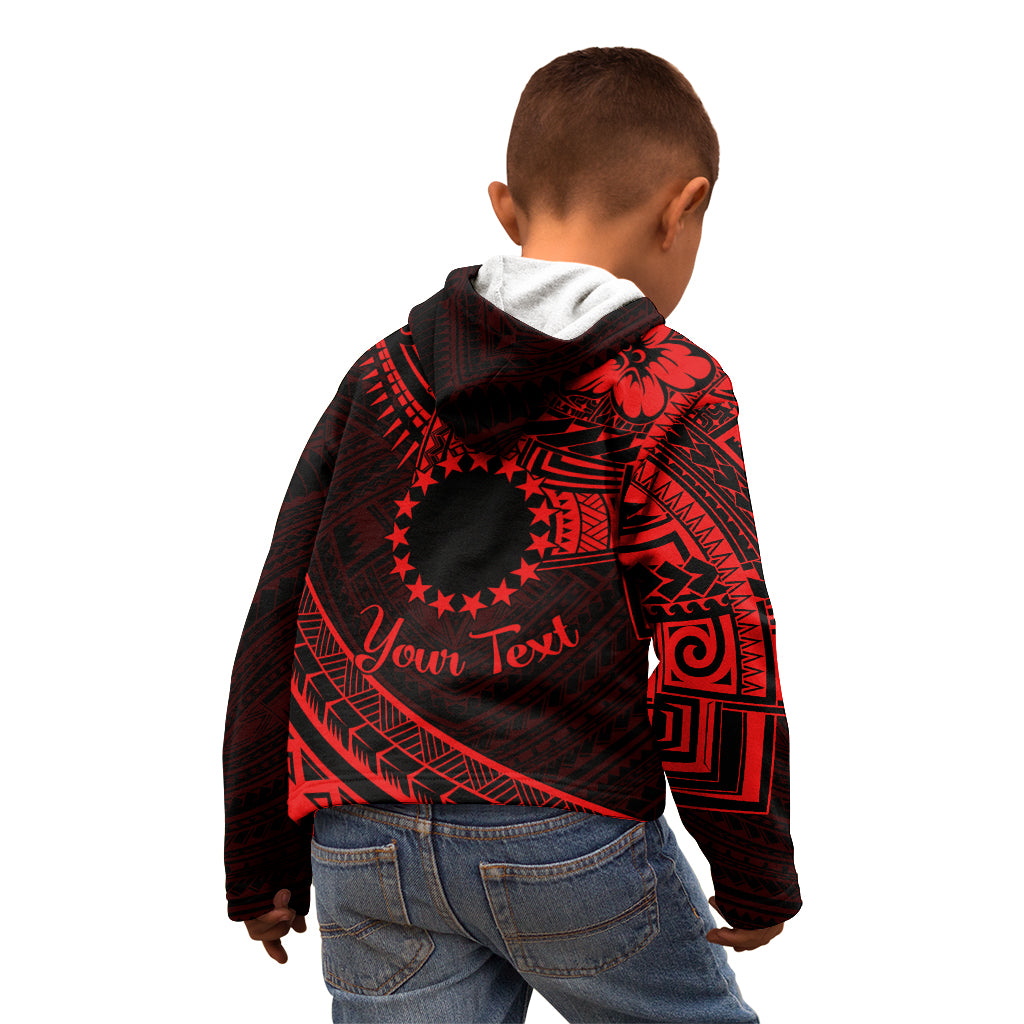 Kia Orana Cook Islands Kid Hoodie Circle Stars With Floral Red Pattern LT01 - Polynesian Pride