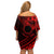 Kia Orana Cook Islands Off Shoulder Short Dress Circle Stars With Floral Red Pattern LT01 - Polynesian Pride