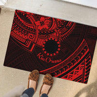 Kia Orana Cook Islands Rubber Doormat Circle Stars With Floral Red Pattern LT01 - Polynesian Pride