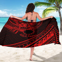 Kia Orana Cook Islands Sarong Circle Stars With Floral Red Pattern LT01 - Polynesian Pride
