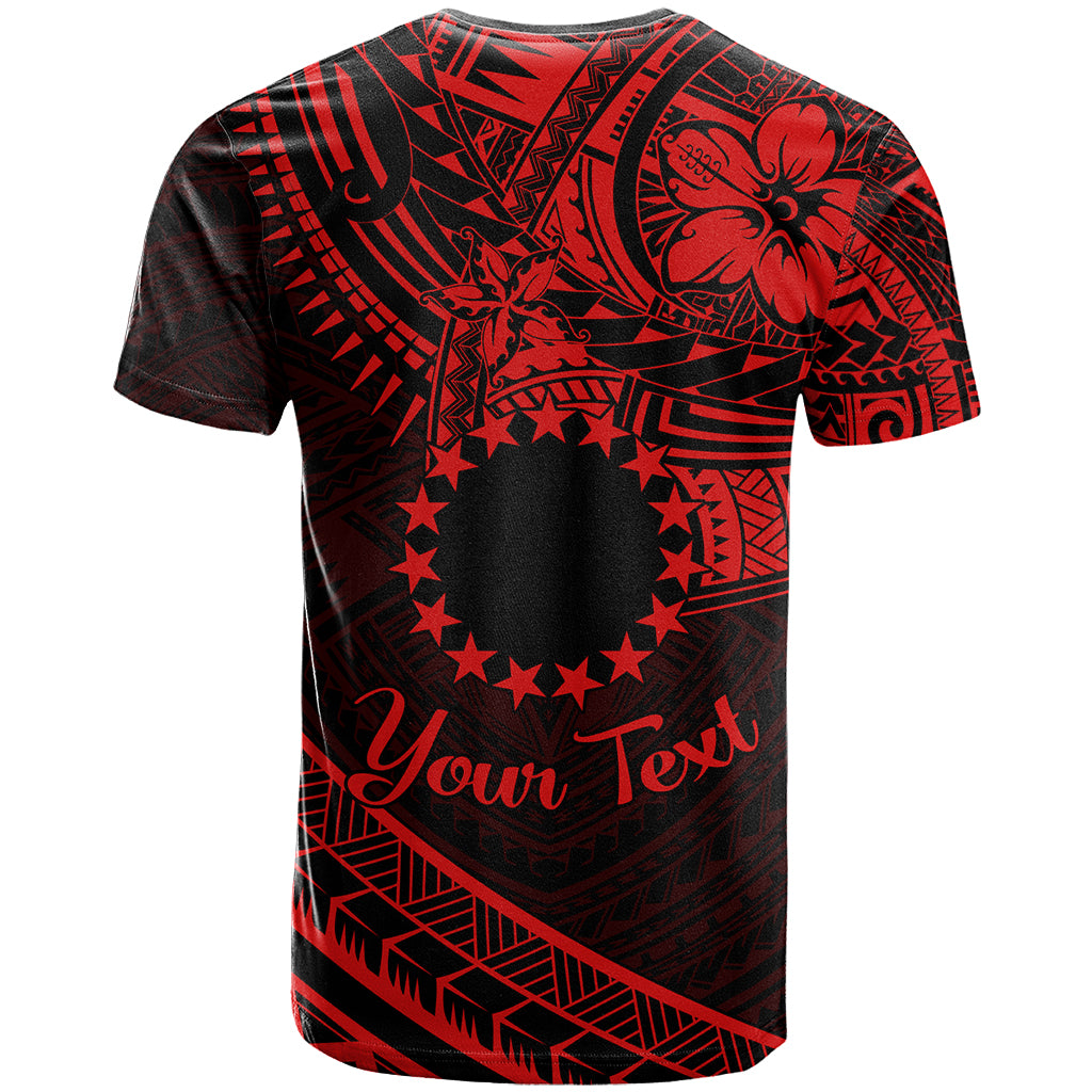 Kia Orana Cook Islands T Shirt Circle Stars With Floral Red Pattern LT01 - Polynesian Pride