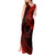 Kia Orana Cook Islands Tank Maxi Dress Circle Stars With Floral Red Pattern LT01 - Polynesian Pride