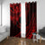 Kia Orana Cook Islands Window Curtain Circle Stars With Floral Red Pattern LT01 With Grommets Red - Polynesian Pride