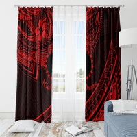 Kia Orana Cook Islands Window Curtain Circle Stars With Floral Red Pattern LT01 - Polynesian Pride