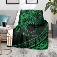 Kia Orana Cook Islands Blanket Circle Stars With Floral Green Pattern LT01 - Polynesian Pride