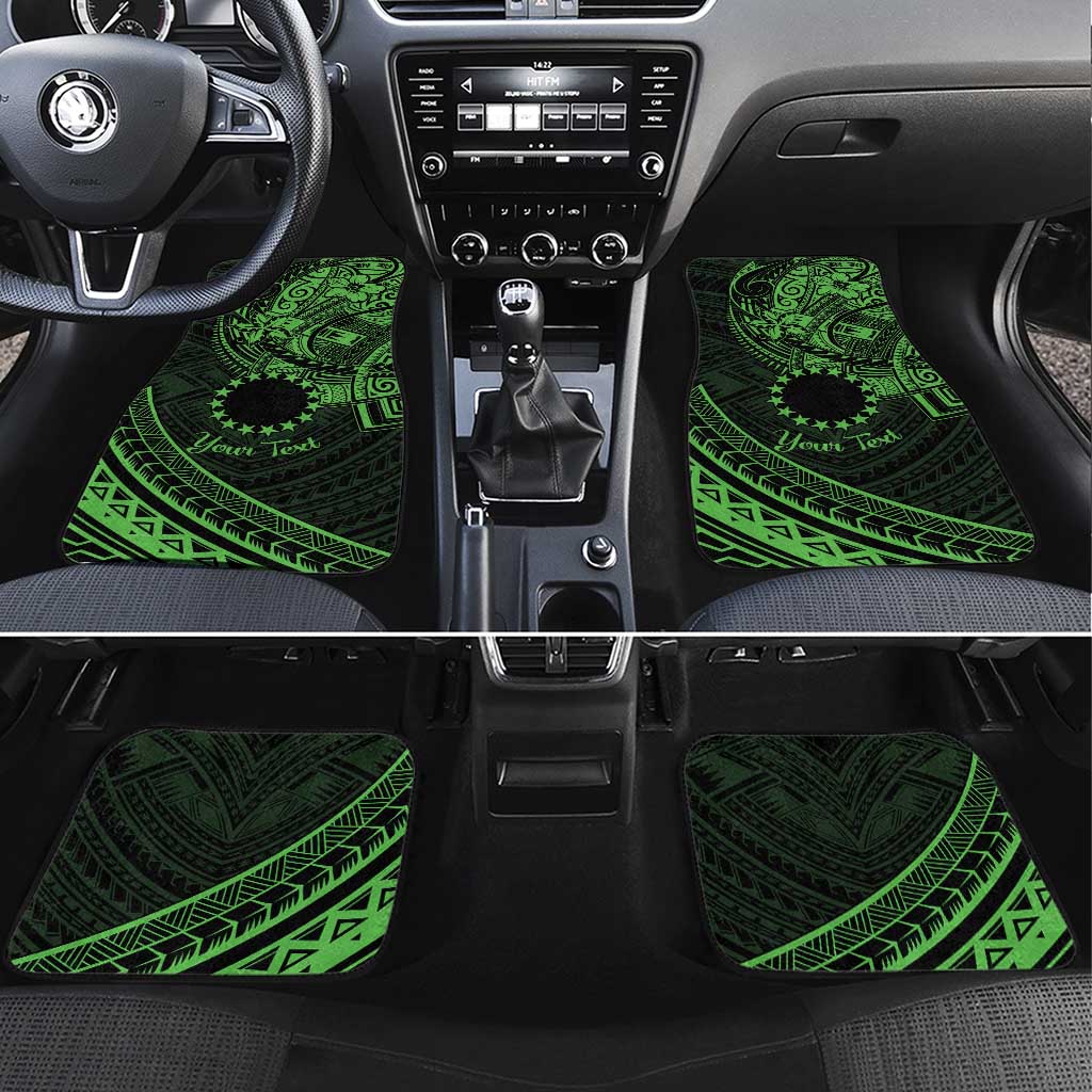 Kia Orana Cook Islands Car Mats Circle Stars With Floral Green Pattern LT01 Set 4pcs Green - Polynesian Pride