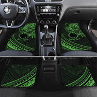Kia Orana Cook Islands Car Mats Circle Stars With Floral Green Pattern LT01 Set 4pcs Green - Polynesian Pride