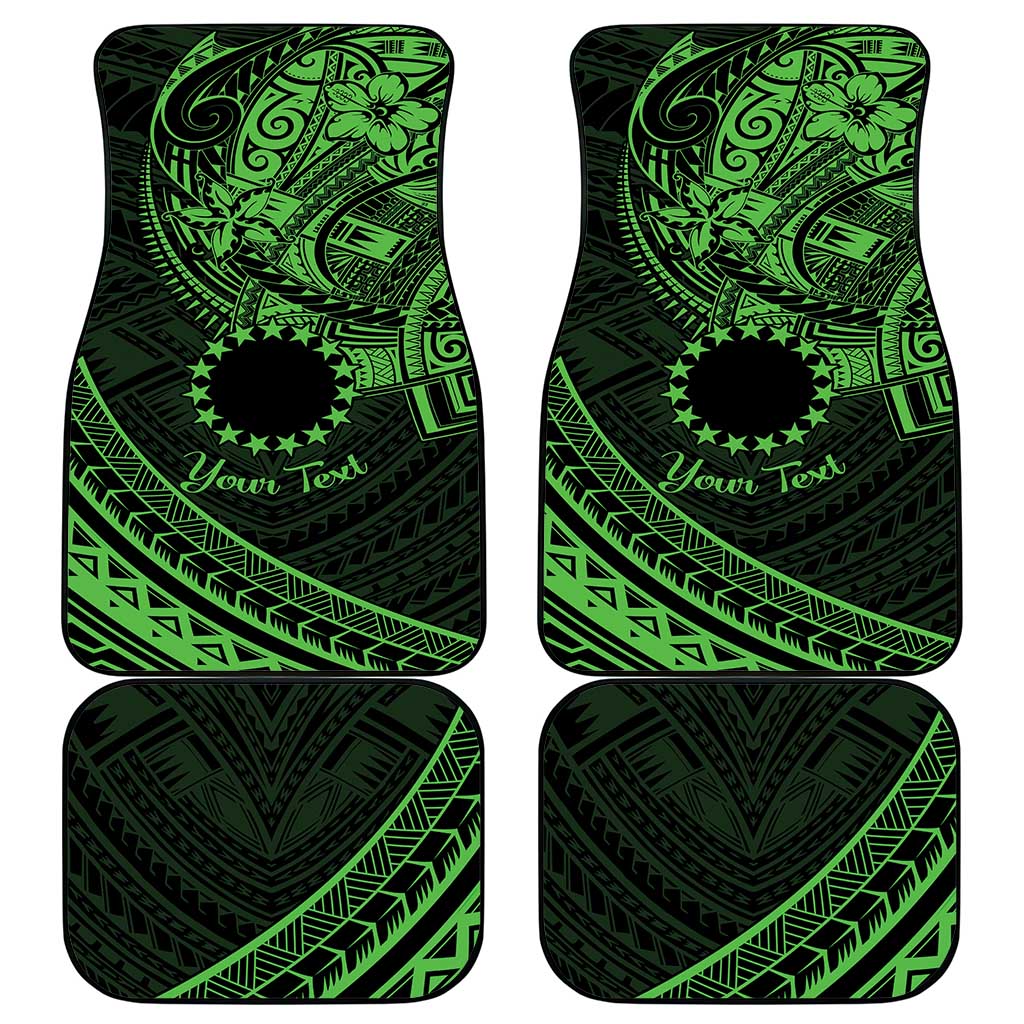 Kia Orana Cook Islands Car Mats Circle Stars With Floral Green Pattern LT01 - Polynesian Pride