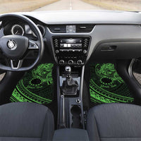 Kia Orana Cook Islands Car Mats Circle Stars With Floral Green Pattern LT01 Set 2pcs - Front Green - Polynesian Pride