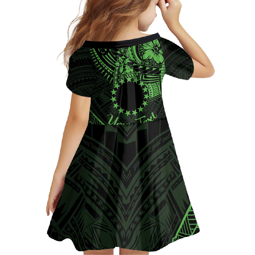 Kia Orana Cook Islands Family Matching Off Shoulder Maxi Dress and Hawaiian Shirt Circle Stars With Floral Green Pattern LT01