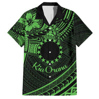 Kia Orana Cook Islands Family Matching Off Shoulder Maxi Dress and Hawaiian Shirt Circle Stars With Floral Green Pattern LT01