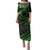 Kia Orana Cook Islands Family Matching Puletasi Dress and Hawaiian Shirt Circle Stars With Floral Green Pattern LT01