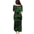 Kia Orana Cook Islands Family Matching Puletasi Dress and Hawaiian Shirt Circle Stars With Floral Green Pattern LT01