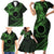 Kia Orana Cook Islands Family Matching Short Sleeve Bodycon Dress and Hawaiian Shirt Circle Stars With Floral Green Pattern LT01