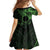 Kia Orana Cook Islands Family Matching Summer Maxi Dress and Hawaiian Shirt Circle Stars With Floral Green Pattern LT01