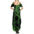 Kia Orana Cook Islands Family Matching Summer Maxi Dress and Hawaiian Shirt Circle Stars With Floral Green Pattern LT01