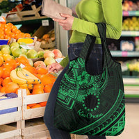 Kia Orana Cook Islands Grocery Bag Circle Stars With Floral Green Pattern LT01 - Polynesian Pride
