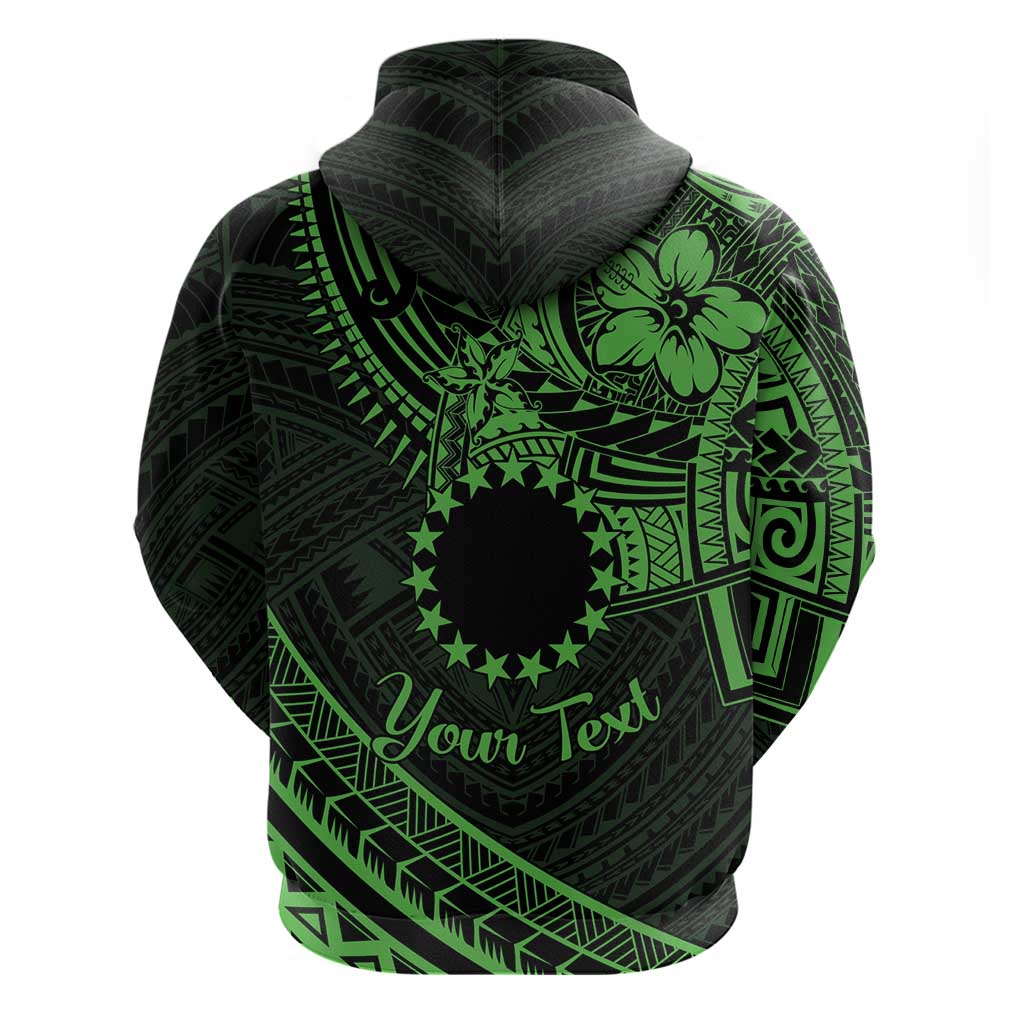 Kia Orana Cook Islands Hoodie Circle Stars With Floral Green Pattern LT01 - Polynesian Pride