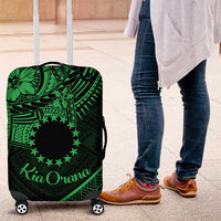 Kia Orana Cook Islands Luggage Cover Circle Stars With Floral Green Pattern LT01