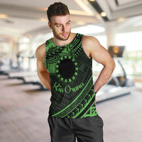 Kia Orana Cook Islands Men Tank Top Circle Stars With Floral Green Pattern LT01 Green - Polynesian Pride