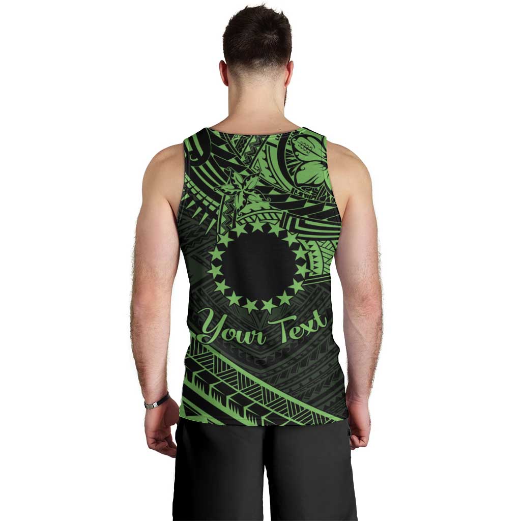 Kia Orana Cook Islands Men Tank Top Circle Stars With Floral Green Pattern LT01 - Polynesian Pride