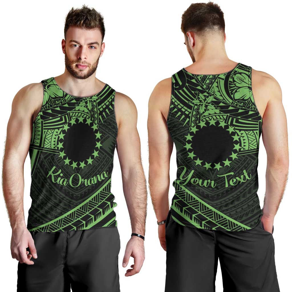 Kia Orana Cook Islands Men Tank Top Circle Stars With Floral Green Pattern LT01 - Polynesian Pride