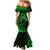 Kia Orana Cook Islands Mermaid Dress Circle Stars With Floral Green Pattern LT01 - Polynesian Pride