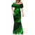 Kia Orana Cook Islands Mermaid Dress Circle Stars With Floral Green Pattern LT01 - Polynesian Pride