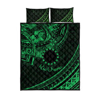 Kia Orana Cook Islands Quilt Bed Set Circle Stars With Floral Green Pattern LT01 - Polynesian Pride