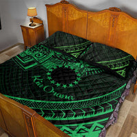 Kia Orana Cook Islands Quilt Bed Set Circle Stars With Floral Green Pattern LT01 - Polynesian Pride