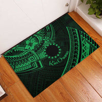 Kia Orana Cook Islands Rubber Doormat Circle Stars With Floral Green Pattern LT01 - Polynesian Pride