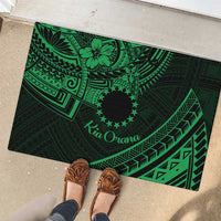 Kia Orana Cook Islands Rubber Doormat Circle Stars With Floral Green Pattern LT01 - Polynesian Pride