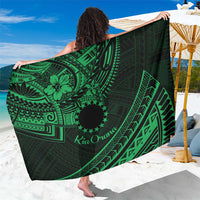 Kia Orana Cook Islands Sarong Circle Stars With Floral Green Pattern LT01