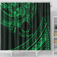 Kia Orana Cook Islands Shower Curtain Circle Stars With Floral Green Pattern LT01