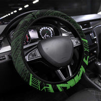 Kia Orana Cook Islands Steering Wheel Cover Circle Stars With Floral Green Pattern LT01 Universal Fit Green - Polynesian Pride