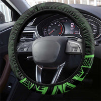 Kia Orana Cook Islands Steering Wheel Cover Circle Stars With Floral Green Pattern LT01 - Polynesian Pride