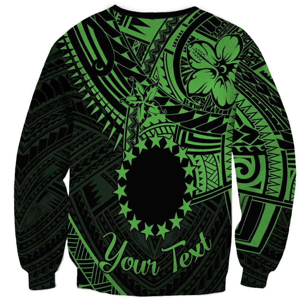 Kia Orana Cook Islands Sweatshirt Circle Stars With Floral Green Pattern LT01 - Polynesian Pride