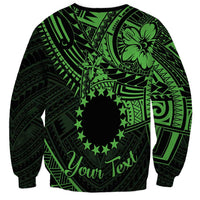 Kia Orana Cook Islands Sweatshirt Circle Stars With Floral Green Pattern LT01 - Polynesian Pride